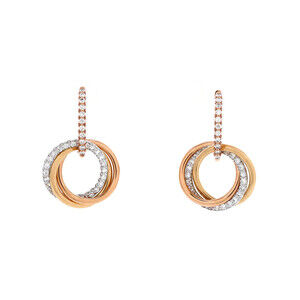 Cartier Trinity Hoop Dangle Earrings 18K Tricolor Gold with Diamonds